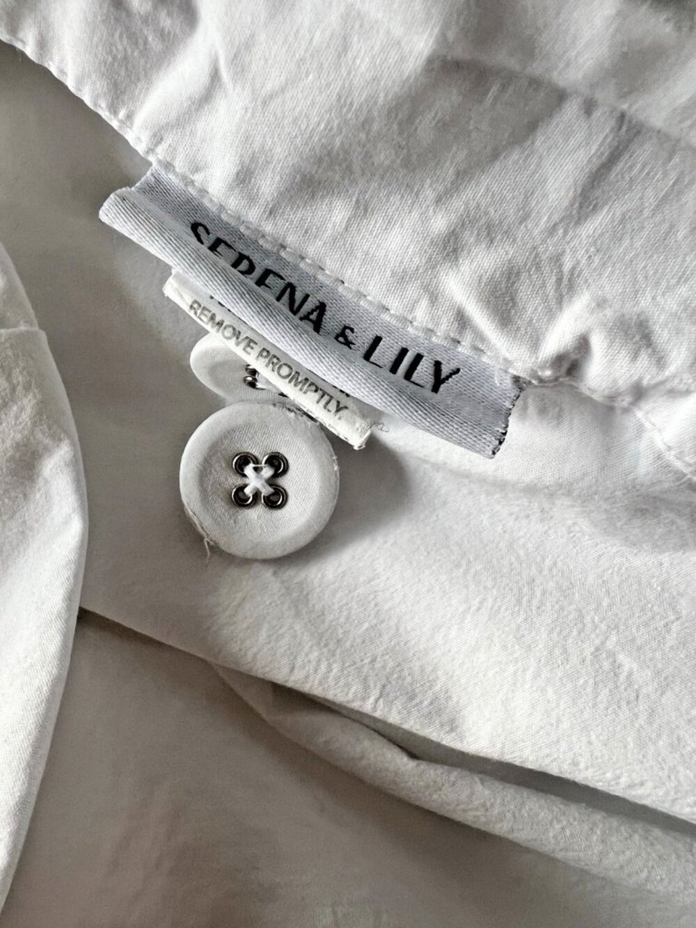 SERENA & LILY KING Size DUVET Cover 100% Cotton White Gray Band Buttons Portugal